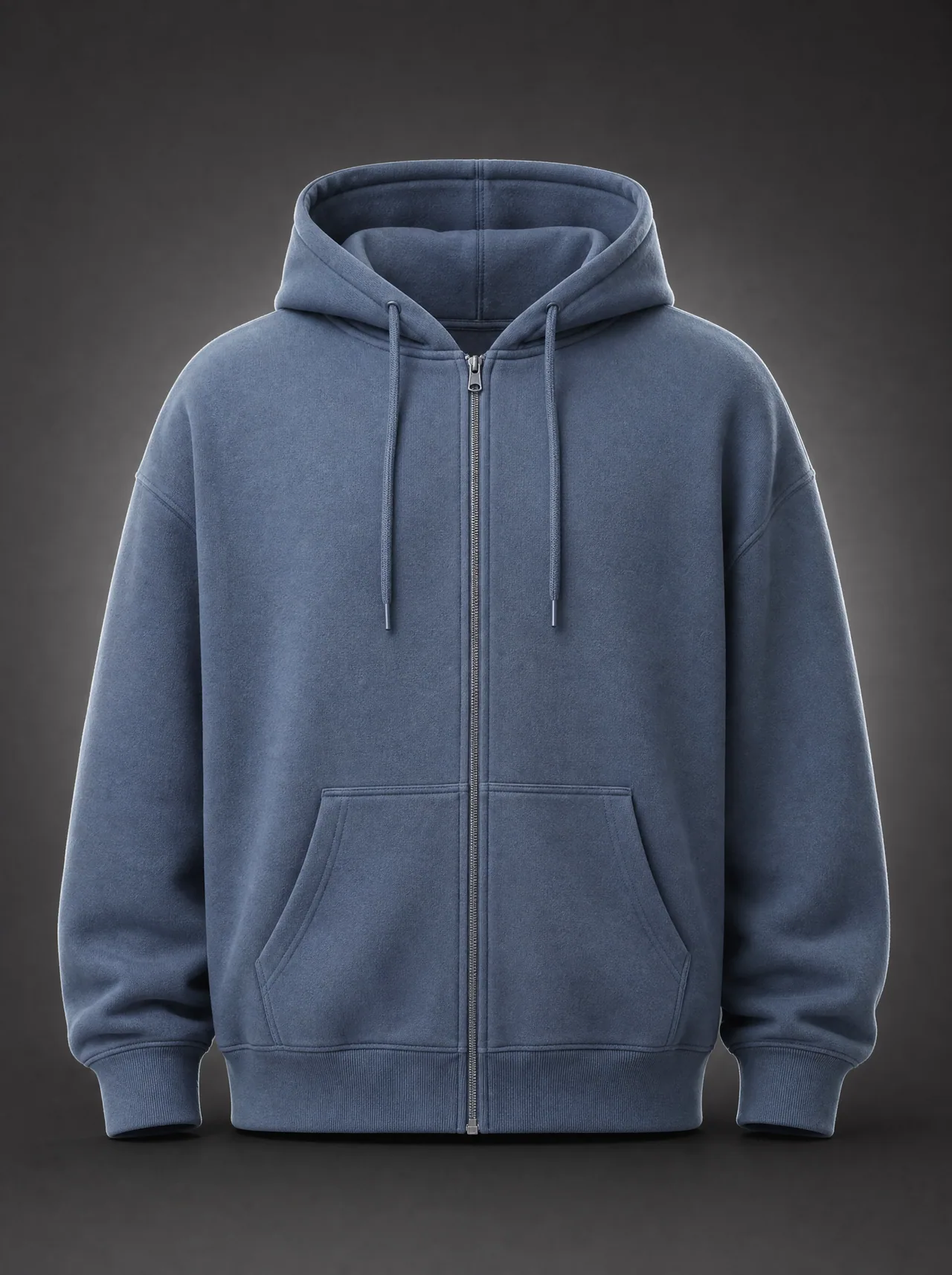 Zip-Through Hoodie — Slate Blue